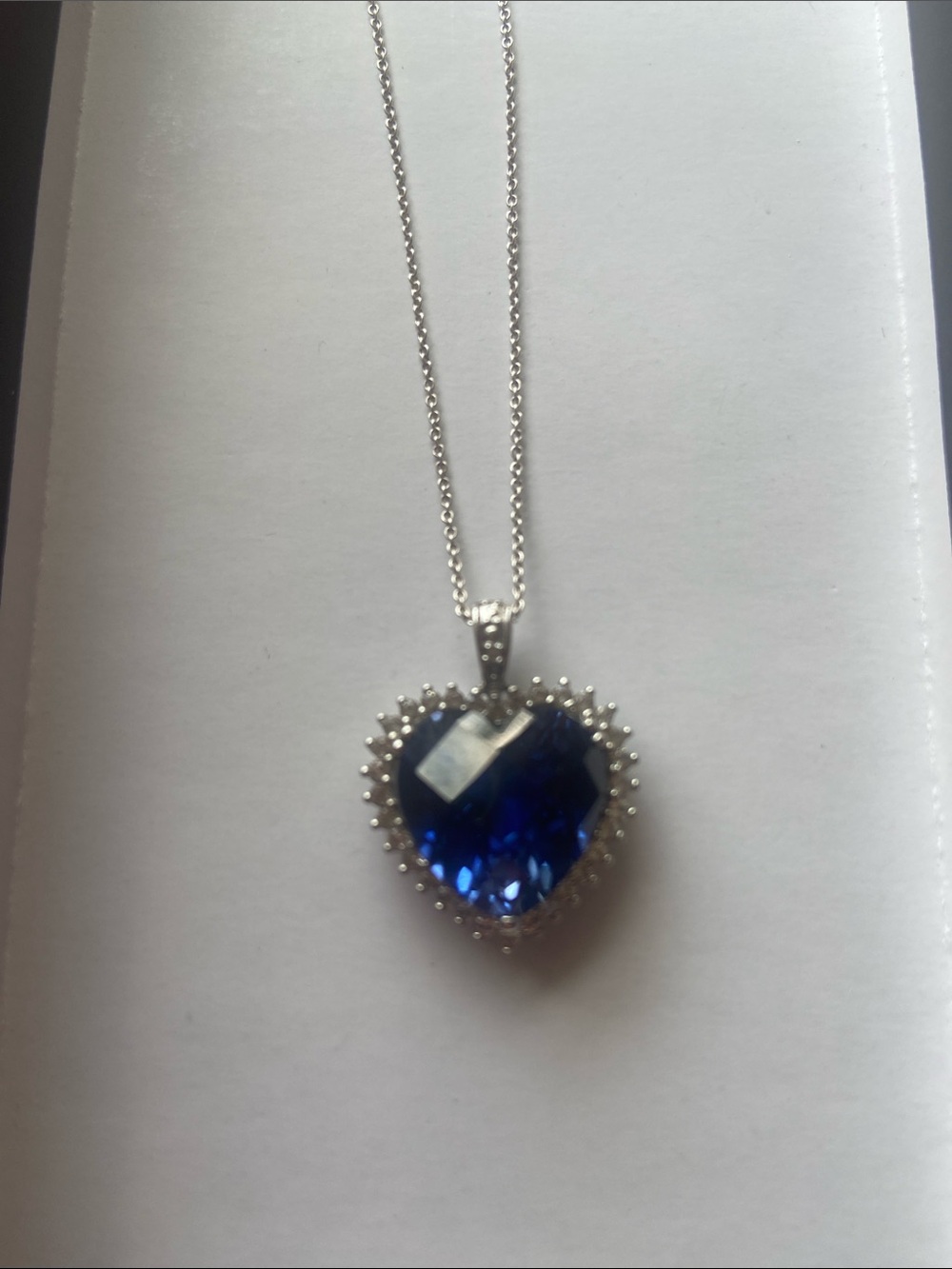 Lab-created Heart shaped sapphire necklace